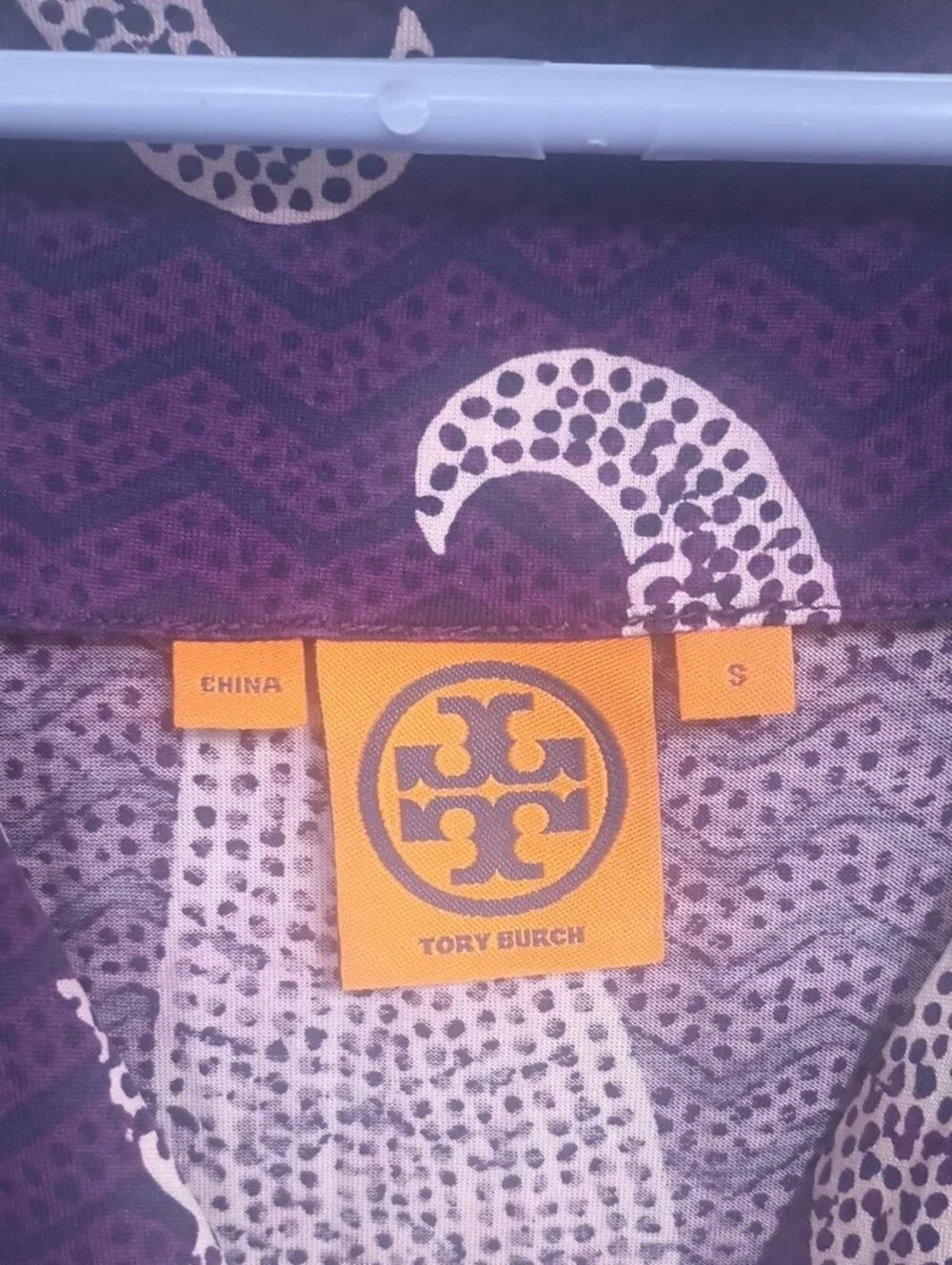Tory Burch Navy Midi Dress with Lilac Paisley Motif